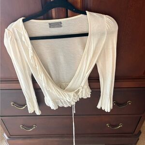 Urban Outfitters Cream Ruffle Blouse